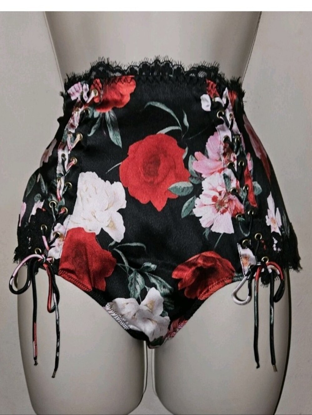 Victoria's secret luxe Stretch silk satin lace trim high waist brief Panty SMALL